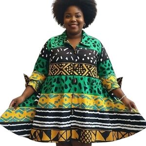 Mustard Tribal Swing Dress